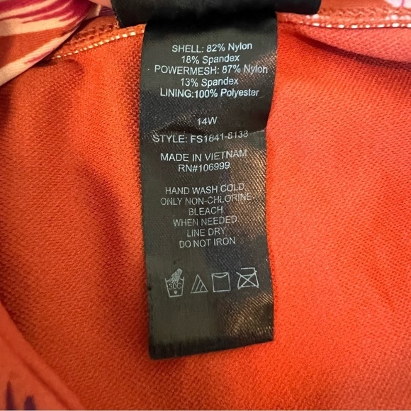 2/$30 Palisades Beach Club burnt ochre palm desert one piece swimsuit, size 14W - Picture 8 of 9